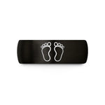 engraved rings for him – black & gold tungsten baby footprints wedding band