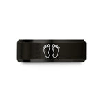 unique presents for guys – black & rose gold tungsten baby footprints wedding band