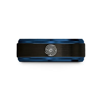 tungsten rings for men – black & blue tungsten cyclone vortex isobars wedding band