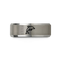 unique present for him – silver tungsten dolphin wedding band