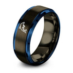 gunmetal & blue tungsten dolphin ring