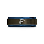 custom ring for men – gunmetal & blue tungsten dolphin wedding band