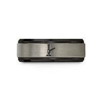 tungsten bands for men – black & grey tungsten hi lift jack wedding band