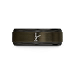 men's engraved wedding band – gunmetal & black tungsten hi lift jack wedding band