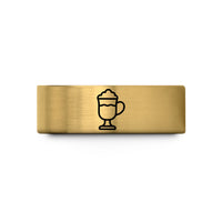 custom engraving for men – gold tungsten irish coffee wedding band