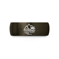 custom present for husband – gunmetal & blue tungsten bora bora wedding band