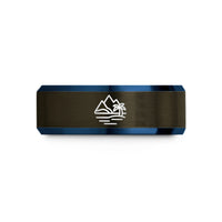custom present for husband – gunmetal & blue tungsten bora bora wedding band