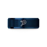 custom engraved rings him – blue tungsten padel ball racket wedding band