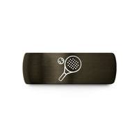 unique presents for him – gunmetal & blue tungsten padel ball racket wedding band