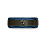 men's tungsten wedding band – gunmetal & blue tungsten padel ball racket wedding band