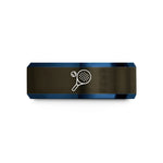 men's tungsten wedding band – gunmetal & blue tungsten padel ball racket wedding band