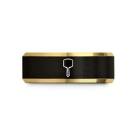 customized bands for couples – black & gold tungsten pizza peel wedding band