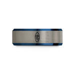 unique presents for guys – black & blue & silver tungsten surfboard wave wedding band