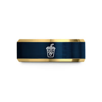 customized jewelry for her – gold & blue tungsten iced coffee wedding band