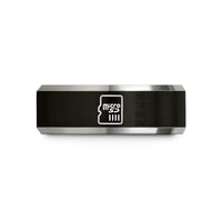 custom ring for couples – black & silver tungsten microsd card wedding band