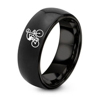 Personalized Gift for Mom – black tungsten road cyclist ring
