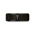 customized his and hers rings – black tungsten grill spatula wedding band