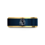 custom wedding ring sets – gold & blue tungsten nonbinary couple wedding band