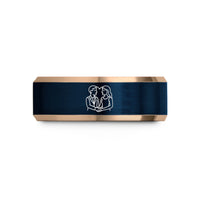 unique couple present ideas – rose gold & blue tungsten nonbinary couple wedding band