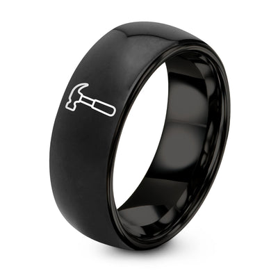 Claw Hammer – Tungsten Wedding Band, 8 mm, Black Comfort-Fit Unisex