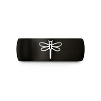 custom rings for men – black & rose gold tungsten dragonfly wedding band