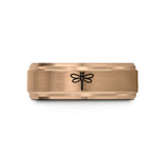 engraved jewelry for men – rose gold tungsten dragonfly wedding band