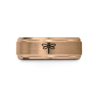 engraved jewelry for men – rose gold tungsten dragonfly wedding band