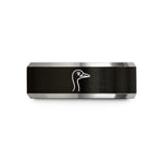 custom rings for couples – black & silver tungsten ostrich wedding band