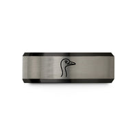 custom rings for couples – black & grey tungsten ostrich wedding band