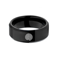 special his ring present – black tungsten cretan labyrinth wedding band