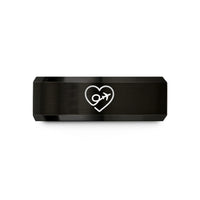 matching rings for partners – black & gold tungsten flight path heart wedding band