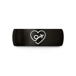 custom rings for couples – black & rose gold tungsten flight path heart wedding band