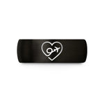 engraved couple ring set – black tungsten flight path heart wedding band