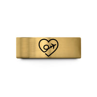 unique couple ring ideas – gold tungsten flight path heart wedding band