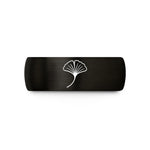matching bands for duos – black & gold tungsten ginkgo leaf wedding band