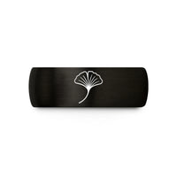 matching bands for duos – black & gold tungsten ginkgo leaf wedding band