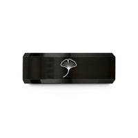 matching bands for duos – black & rose gold tungsten ginkgo leaf wedding band