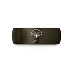 engraved presents for pairs – gunmetal & rose gold tungsten ginkgo leaf wedding band