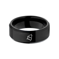unique couple presents – black tungsten howling wolf wedding band