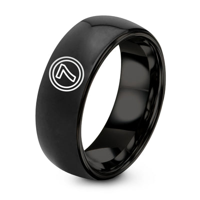 Racing Roundel – Tungsten Wedding Band, 8 mm, Black Comfort-Fit Unisex