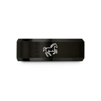 custom presents for men – black tungsten bucking horse wedding band