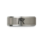 engraved rings for men – black & silver tungsten capo wedding band