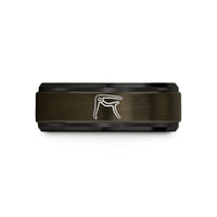 custom men’s tungsten rings – gunmetal & black tungsten capo wedding band