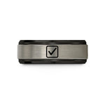 engraved rings for men – black & gray tungsten checkbox wedding band