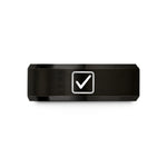 engraved rings for men – black tungsten checkbox wedding band