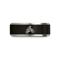 tungsten rings for men – black & silver tungsten dirt bike jump wedding band