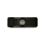 unique presents for fathers – black & rose gold tungsten lotus mandala wedding band