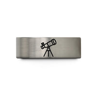 unique presents for dad – black & blue & silver tungsten reflector telescope wedding band