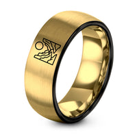Personalized Gifts for Her – black & gold tungsten canyon silhouette sun ring