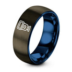 Personalized Gifts for Her – gunmetal & blue tungsten flash speedlight ring